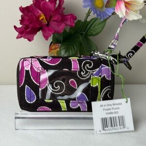 NWT Vera Bradley Purple Punch All In One Wristlet Retired Pattern